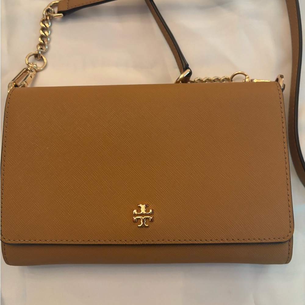 Tory Burch Camel Leather Crossbody Bag